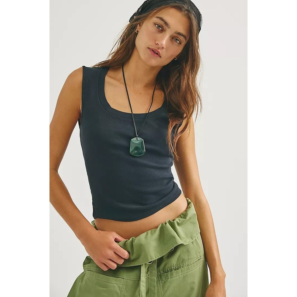 We the Free Medium Ribbed Top Free People "Ballad" Reversible Tank in Peacock